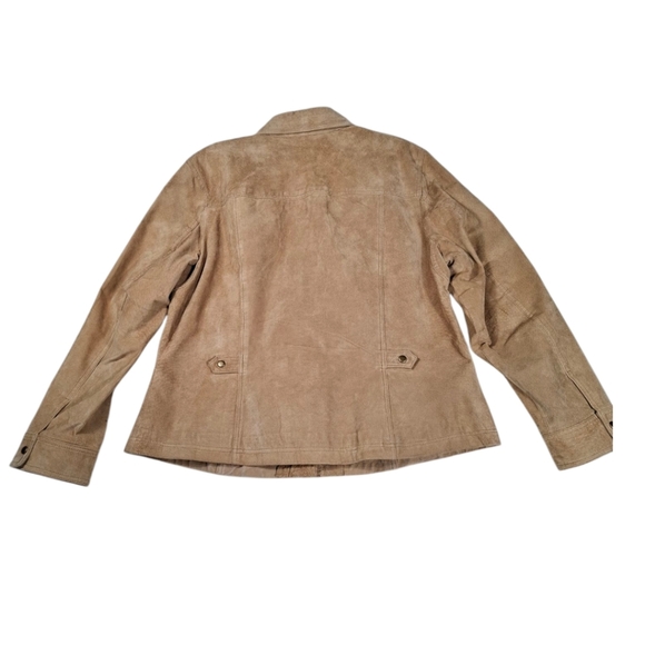 Coldwater Creek Women's Fawn Tan Suede Leather Jacket Snap-Front Lined Size XL - Picture 2 of 15